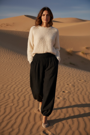 Manel | Pants - Black Loose Fit