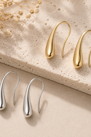 Manel | SS Hook Earring - Waterdrop (Slim)