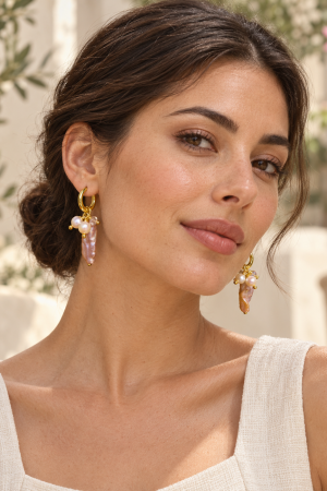 Manel | SS Huggie Earring - Blush Tide Pearl Drop