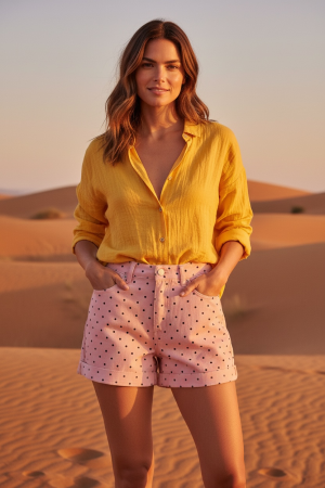 Manel | Shorts - Blush Dot Denim
